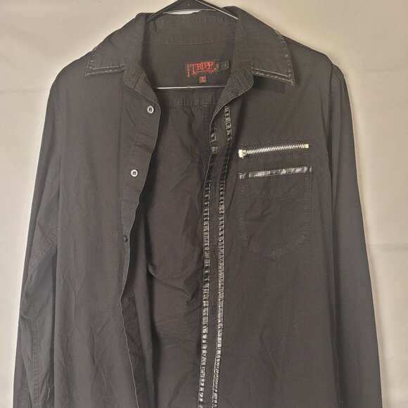 Tripp nyc Other - Vtg Y2K Tripp NYC Button Up Long Sleeve Mens Small Chest 20 Leather Striped Goth